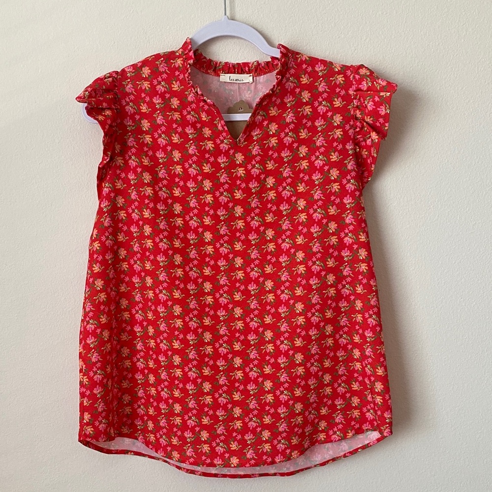 Red Floral Women's Top